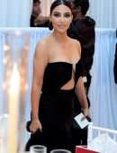 Kim Kardashian Cleavage in a Black Dress at Paris Hilton’s Wedding in Los Angeles