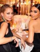 Kim Kardashian Cleavage in a Black Dress at Paris Hilton’s Wedding in Los Angeles