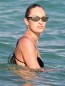 Candice Swanepoel Booty in a Little Black Bikini at the Beach in Miami