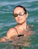 Candice Swanepoel Booty in a Little Black Bikini at the Beach in Miami