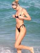 Candice Swanepoel Booty in a Little Black Bikini at the Beach in Miami