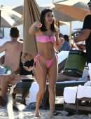 Chantel Jeffries Booty in a Pink Thong Bikini at the Beach in Miami Beach