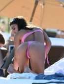 Chantel Jeffries Booty in a Pink Thong Bikini at the Beach in Miami Beach