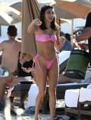 Chantel Jeffries Booty in a Pink Thong Bikini at the Beach in Miami Beach