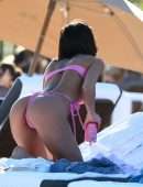 Chantel Jeffries Booty in a Pink Thong Bikini at the Beach in Miami Beach