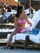 Chantel Jeffries Booty in a Pink Thong Bikini at the Beach in Miami Beach