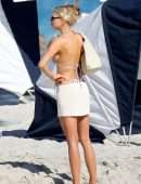 Charlotte Mckinney Booty and Cleavage in Bikini at the Beach in Miami