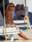 Charlotte Mckinney Booty and Cleavage in Bikini at the Beach in Miami