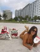 Claudia Romani Booty in Thong Bikini on the Beach in Miami
