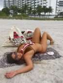 Claudia Romani Booty in Thong Bikini on the Beach in Miami