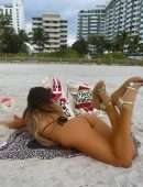 Claudia Romani Booty in Thong Bikini on the Beach in Miami