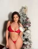 Demi Rose Mawby Booty around a Christmas Tree Photoshoot