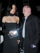 Dua Lipa Cleavage in a Black Dress at Fashion Awards 2021 After Party in London