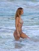Kimberley Garner Beautiful in Bikini on a Beach in St Barth