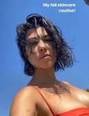 Kourtney Kardashian Booty in a Hot Red Swimsuit