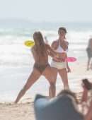 Michelle Rodriguez Booty in White Bikini on a Beach in Tulum