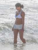 Michelle Rodriguez Booty in White Bikini on a Beach in Tulum