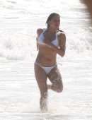 Michelle Rodriguez Booty in White Bikini on a Beach in Tulum