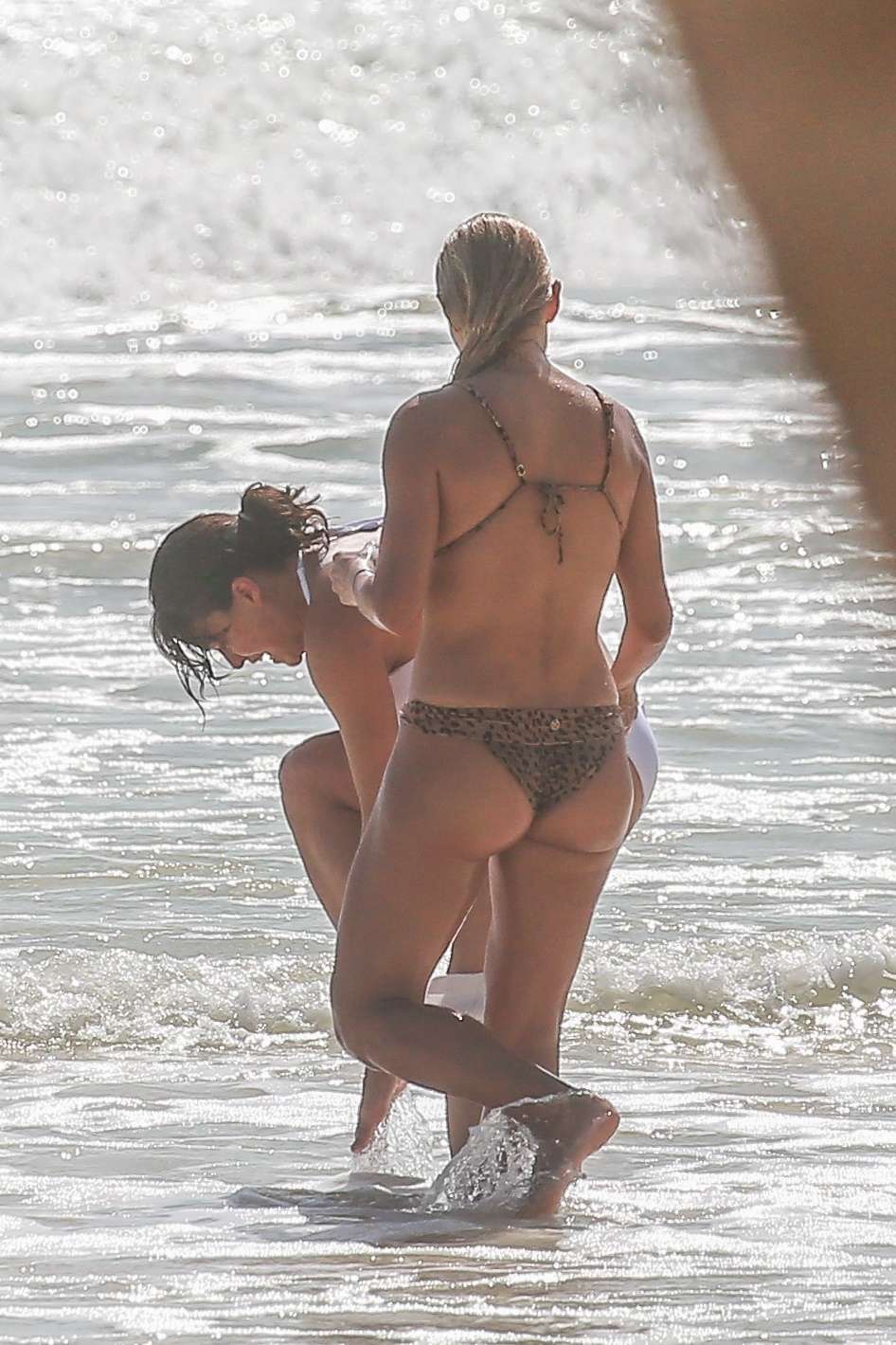 Michelle Rodriguez Booty in White Bikini on a Beach in Tulum