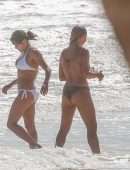 Michelle Rodriguez Booty in White Bikini on a Beach in Tulum