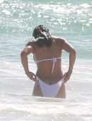 Michelle Rodriguez Booty in White Bikini on a Beach in Tulum