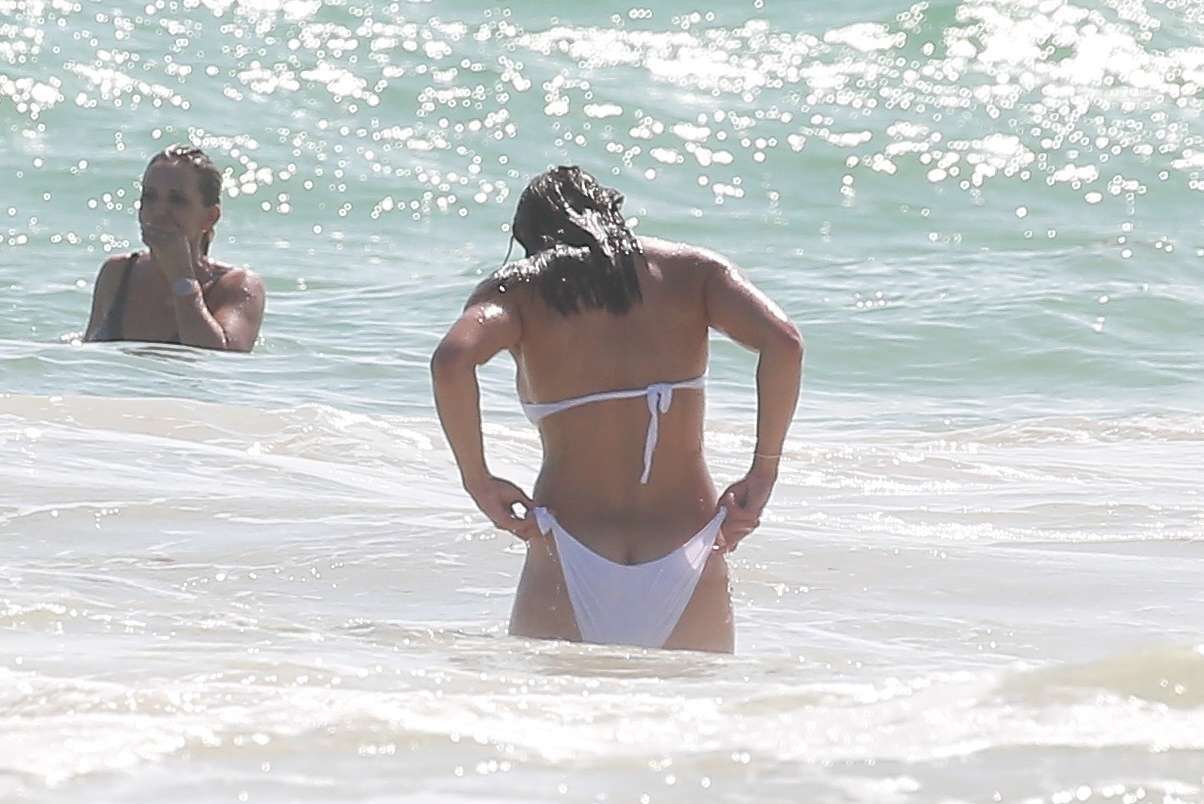 Michelle Rodriguez Booty in White Bikini on a Beach in Tulum