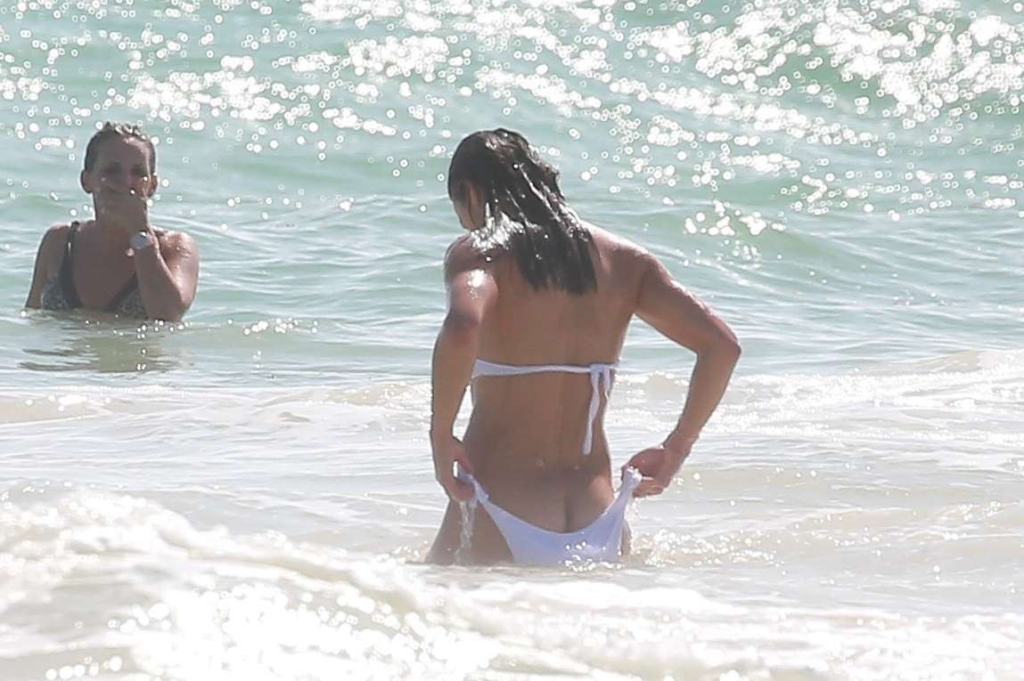 Michelle Rodriguez Booty in White Bikini on a Beach in Tulum