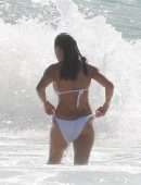 Michelle Rodriguez Booty in White Bikini on a Beach in Tulum
