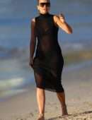 Rita Ora in See-Through Black Dress at a Beach in Sydney, Australia