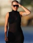 Rita Ora in See-Through Black Dress at a Beach in Sydney, Australia