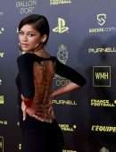 Zendaya Coleman, Beautiful in a Sheer Black Dress at Ballon D’Or Photocall in Paris