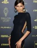 Zendaya Coleman, Beautiful in a Sheer Black Dress at Ballon D’Or Photocall in Paris