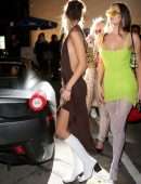 Bella Hadid Cleavage and Leggy in a Skimpy Dress at Craig’s Restaurant in West Hollywood