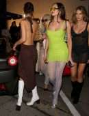 Bella Hadid Cleavage and Leggy in a Skimpy Dress at Craig’s Restaurant in West Hollywood