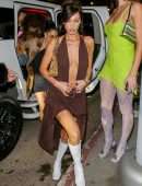 Bella Hadid Cleavage and Leggy in a Skimpy Dress at Craig’s Restaurant in West Hollywood