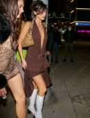 Bella Hadid Cleavage and Leggy in a Skimpy Dress at Craig’s Restaurant in West Hollywood