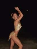 Cindy Prado at the Beach Flaunting Gorgeous Body in a Shiny Outfit