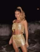 Cindy Prado at the Beach Flaunting Gorgeous Body in a Shiny Outfit