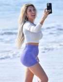 Farrah Abraham Booty in Shorts and Cleavage at a Beach in Santa Monica