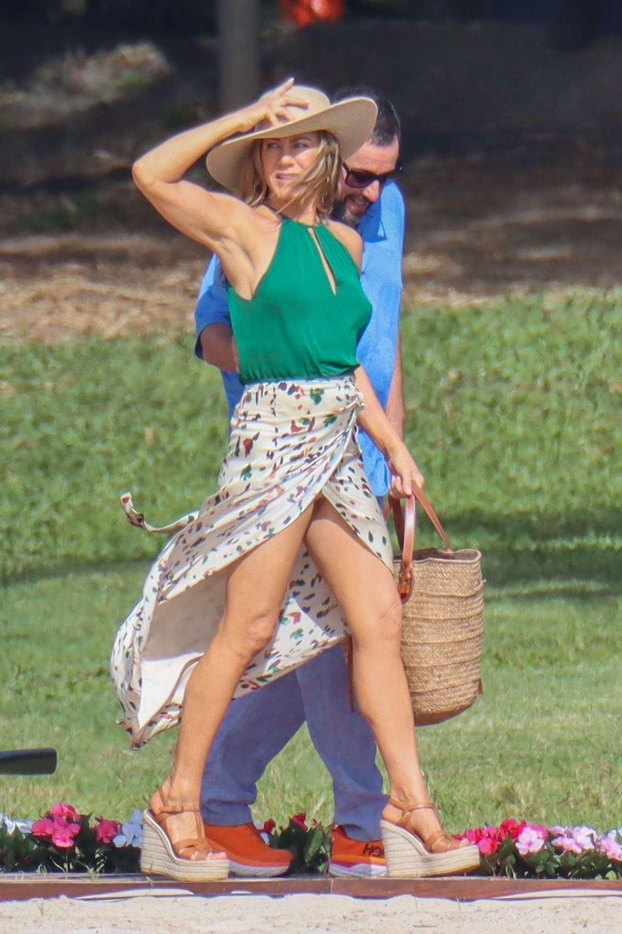 Jennifer Aniston Upskirt, Leggy and Pokies on Murder Mystery 2 Movie Set in Hawaii