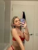 Jordyn Jones Booty in Red Bra and Thong Panties