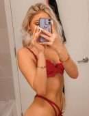 Jordyn Jones Booty in Red Bra and Thong Panties