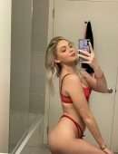 Jordyn Jones Booty in Red Bra and Thong Panties
