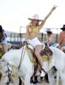 Joy Corrigan Cleavage and Leggy, in Bikini Top and White Shorts in Cabo San Lucas