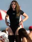 Julia Fox Booty in a Black Swimsuit on a Beach in Miami