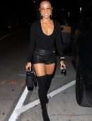 Karrueche Tran Leggy and Cleavage Outside Catch in West Hollywood