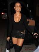 Karrueche Tran Leggy and Cleavage Outside Catch in West Hollywood