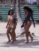 Kim Kardashian Booty and Cleavage in a Tiny Bikini in the Caribbean