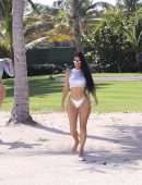 Kim Kardashian Booty and Cleavage in a Tiny Bikini in the Caribbean