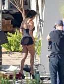 Kourtney Kardashian Booty Cheeks at a Lingerie Photoshoot in Los Angeles